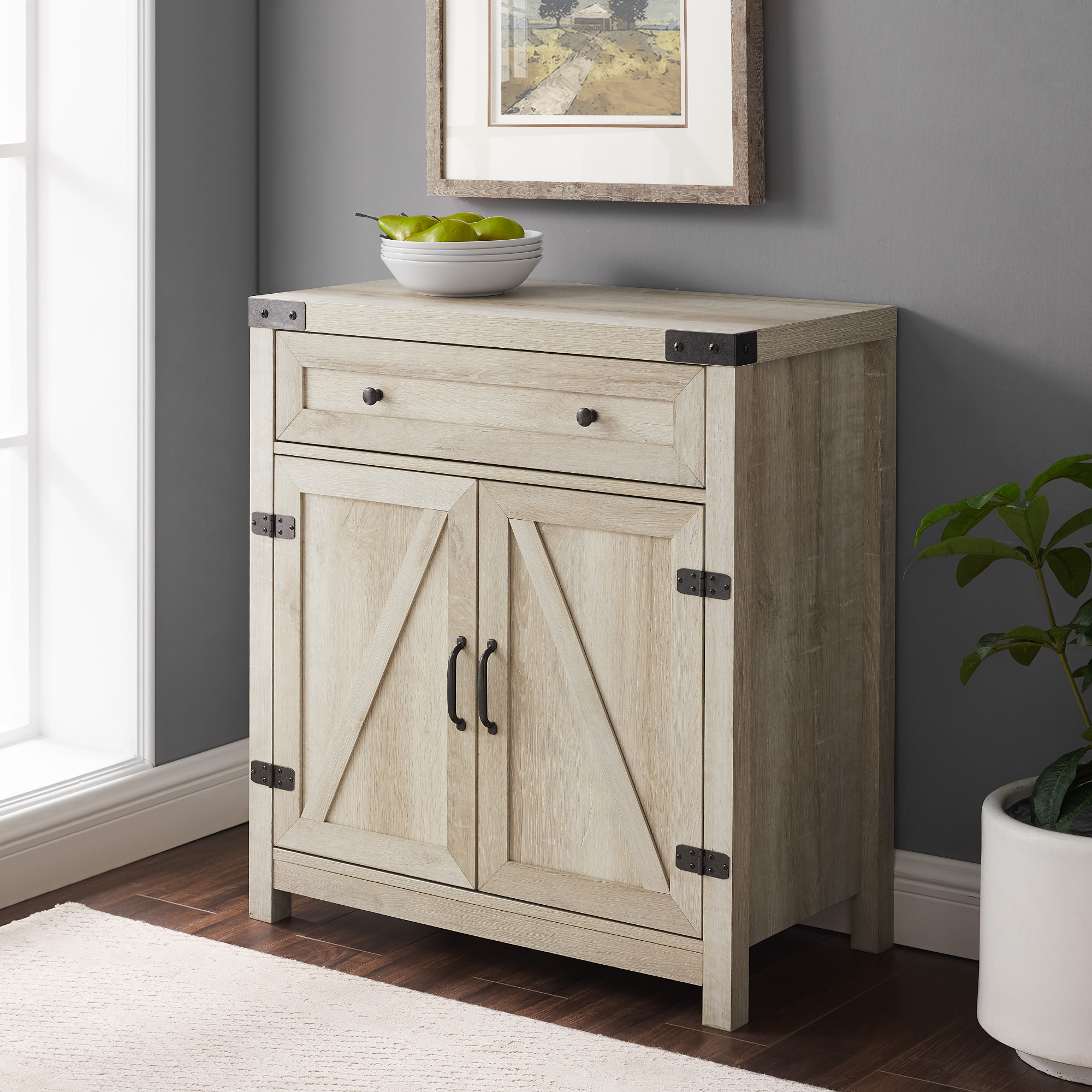 If you buy from a link, we may earn a commission. 30" Farmhouse Barn Door Accent Cabinet - Grey Wash | eBay