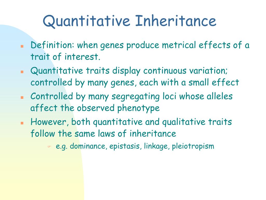 Controlled by several to many genes. Ppt Quantitative Genetics Terminology Powerpoint Presentation Free Download Id 3679135