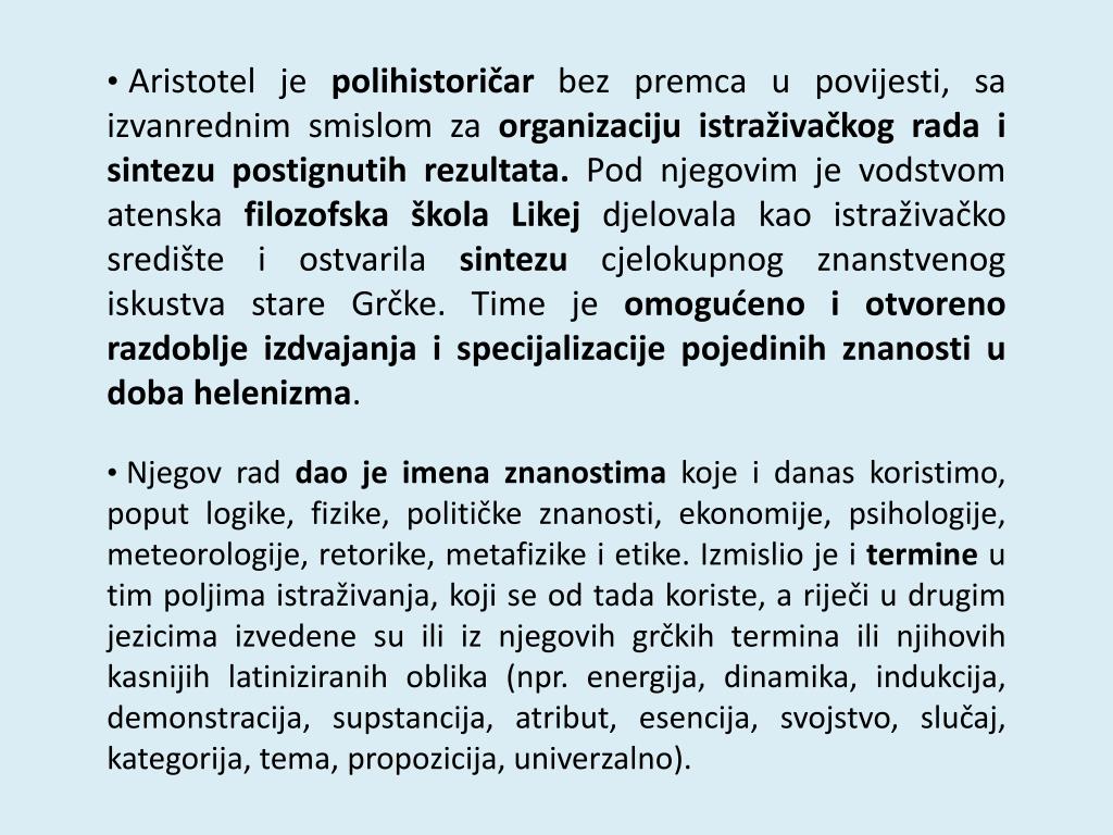 PPT - Aristotel i filozofija odgoja (odgoj između teorije ...