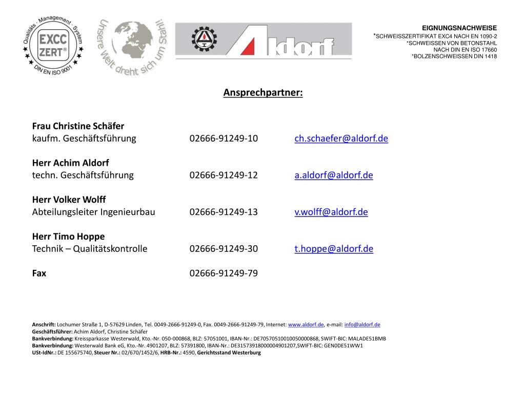 Blz 573 918 00 · iban: Ppt Herzlich Willkommen Bei Der Firma Aldorf Maschinen Und