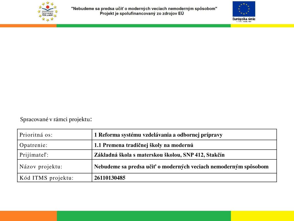 Ppt Spracovane V Ramci Projektu Powerpoint Presentation Free Download Id 4997022