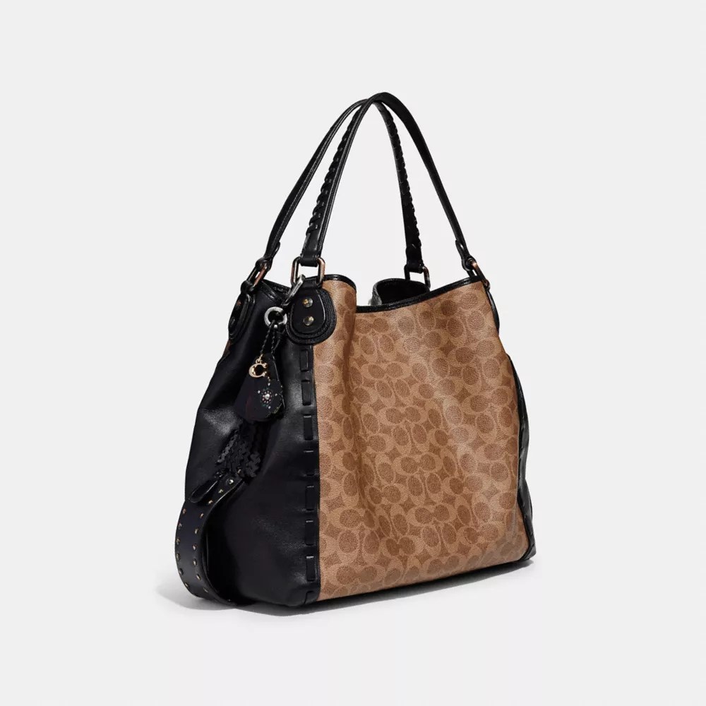 Coated canvas signature with whipstitch edie 42 shoulder bag. Upcrafted Edie Shoulder Bag 42 In Signature Canvas With Whipstitch Coach