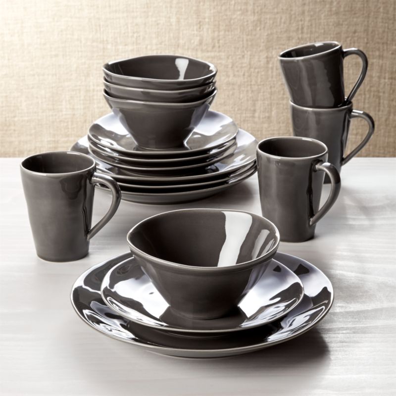 Before it's time to raise a glass to toast to your new lives together, there are tons of plans to be made. Marin Dark Grey 16-Piece Place Setting | Crate and Barrel