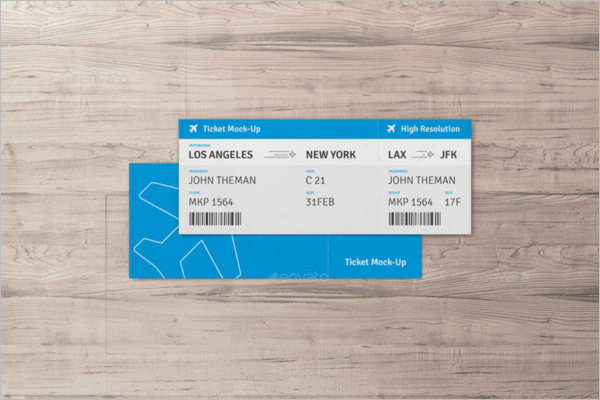 Fully customizable mockup of an airline ticket (5.5 x 2 inch). 47 Ticket Mockup Templates Free Photoshop Designs Creativetemplate