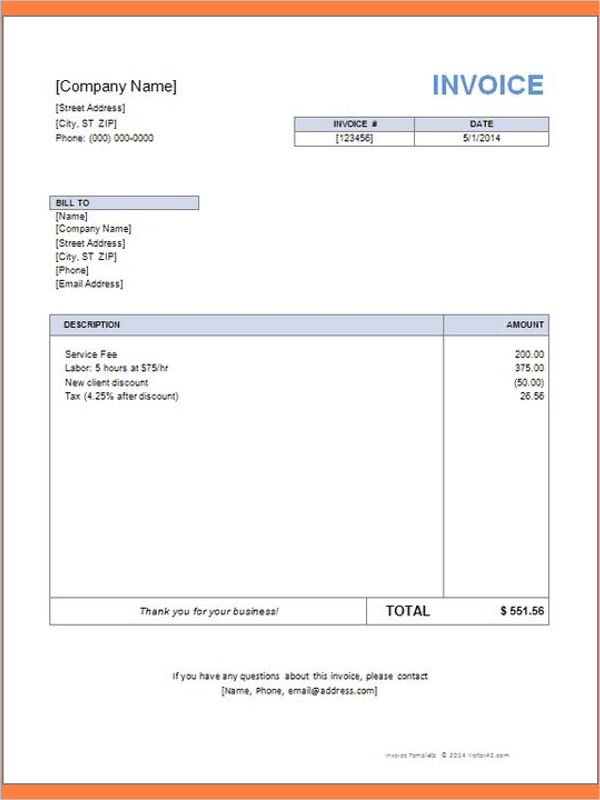 20 contractor receipt templates free pdf excel word formats