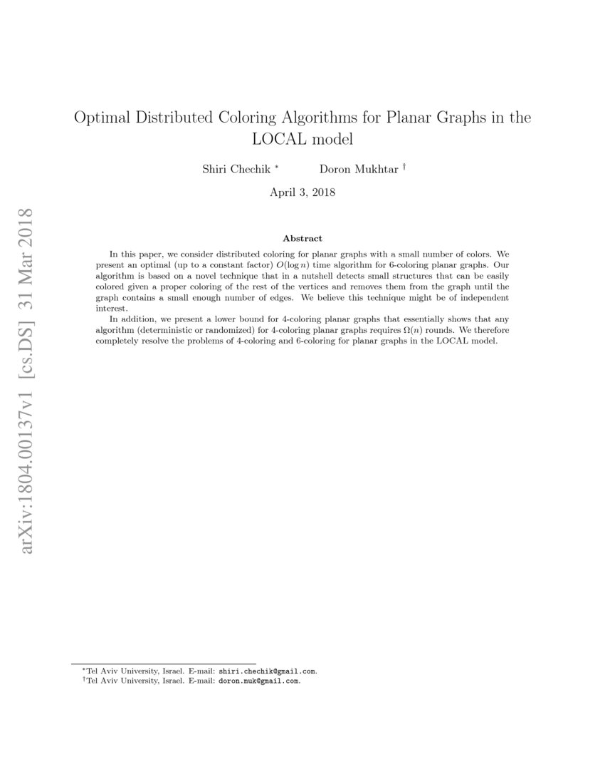 Includes images of baby animals, flowers, rain showers, and more. Optimal Distributed Coloring Algorithms For Planar Graphs In The Local Model Deepai