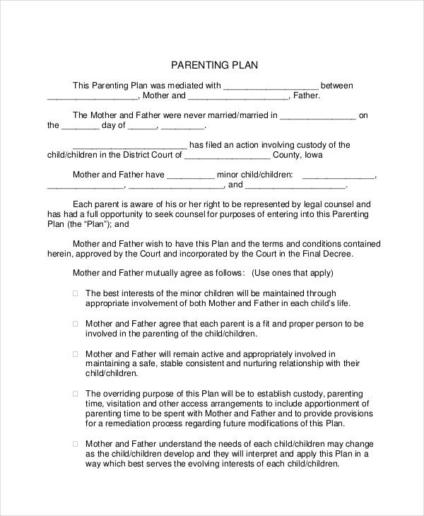 56 awesome co parenting plan examples