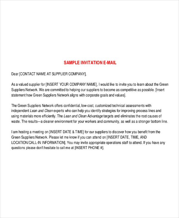 Use only when you do not know to whom you must address the letter, for example, when writing to an institution. FREE 13+ Invitation Email Examples & Samples in Publisher | Word | Photoshop | Illustrator