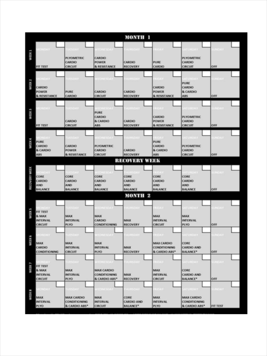 Insanity Workout Sheet Templates