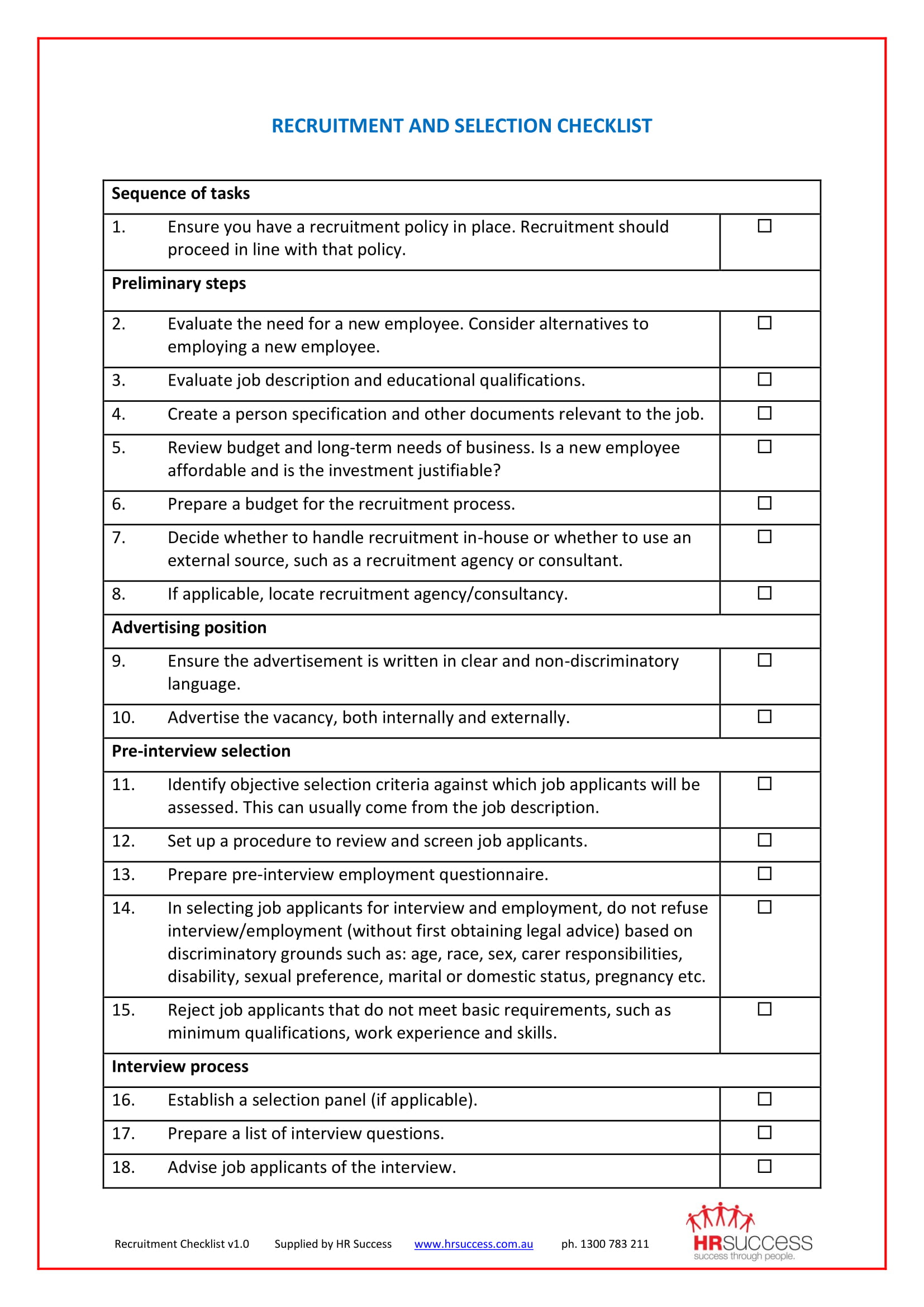 Such a list may require specialists who come from various fields to . 10+ Examples of Recruitment Checklist - PDF, Word | Examples