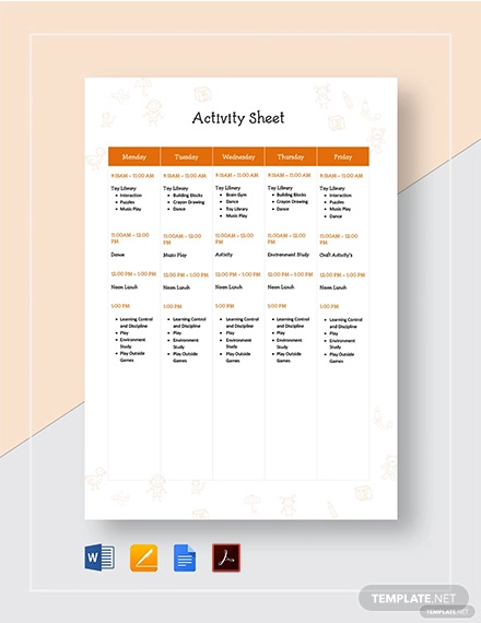 College can be one of the most exciting, challenging, and demanding times of your life. Free 11 Activity Sheet Examples Samples In Pdf Examples