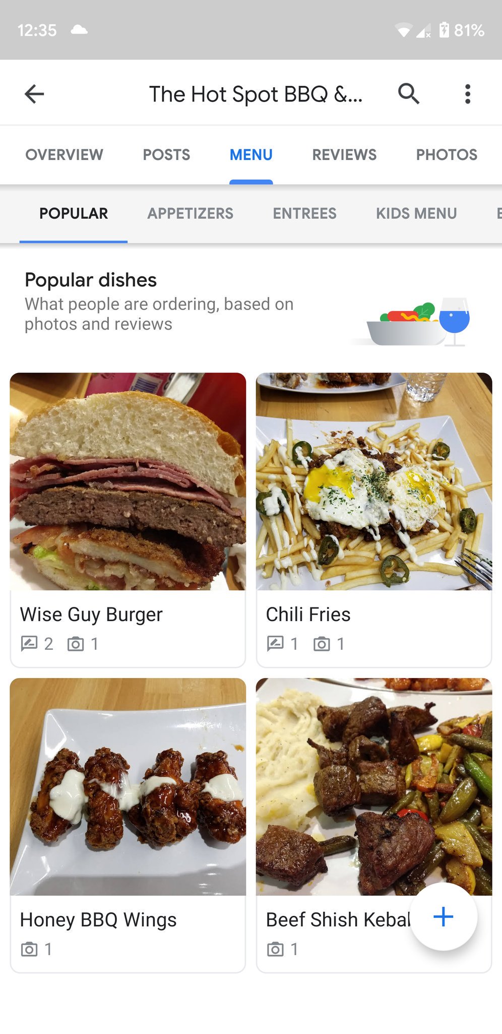Google Maps teste des menus complets avec photos pour les restaurants