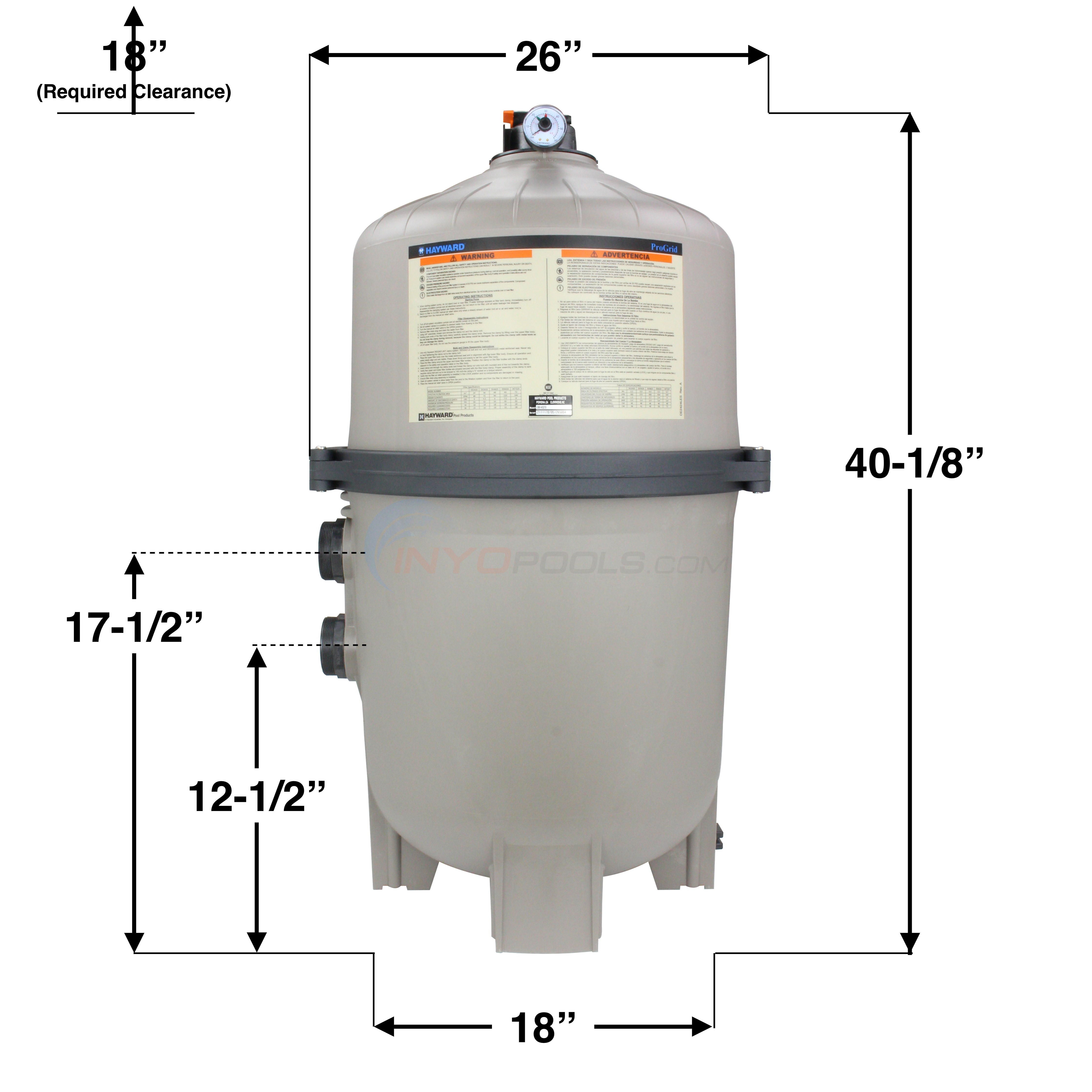 The air bleeder on top of the filter tank (sometimes automatic, sometimes manual),. Hayward Pro Grid De Filter 48 Sq Ft W O Valve W3de4820 Inyopools Com