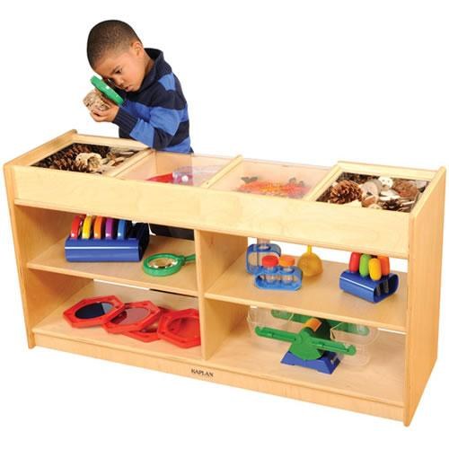 A science table is a great way to let preschoolers explore and play . Science Exploration Table