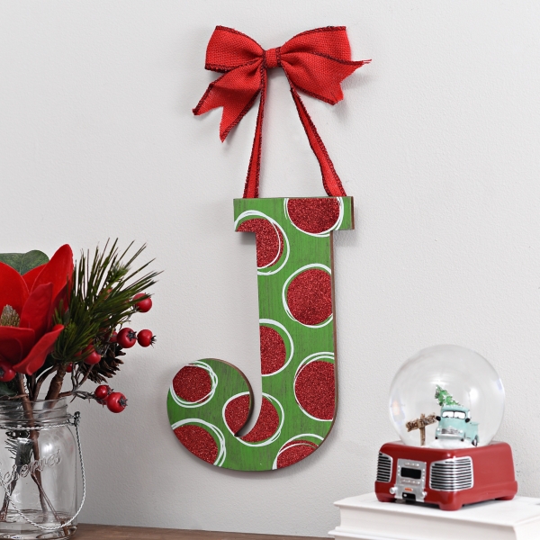 Select from fancy, simple, halloween, christmas, easter, and sports. Christmas Polka Dot Monogram J Wooden Plaque Kirklands