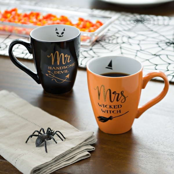 Black happy halloween witch hat mug. Mr Mrs Halloween Witch Mugs Set Of 2 Kirklands