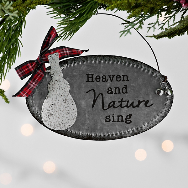 These silver metal monogram ornaments make great personalized gifts. Snowman Galvanized Metal Sign Ornament Kirklands