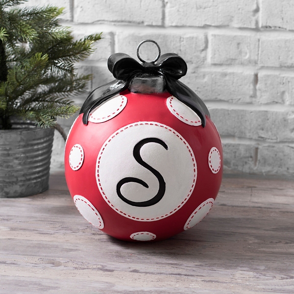 We used benjamin moore’s decorator white because that’s what my parents had in their garage, but you can choose. Red Polka Dot Monogram S Christmas Ornament Statue Kirklands