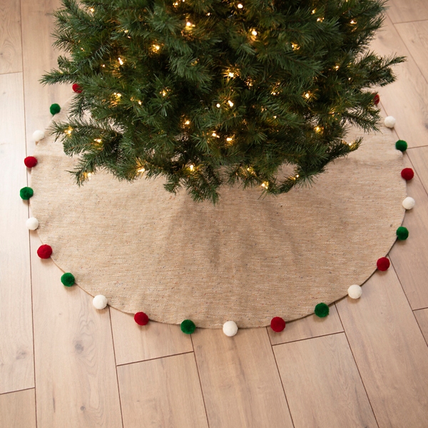 Sew an easy square patchwork christmas tree skirt with this tutorial. Jute Pom Pom Tree Skirt Kirklands