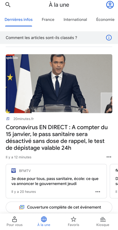 Vous avez accès aux dernières infos, et aux catégories : Google Actualites Pc Astuces