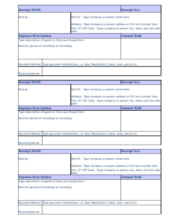 free 12 sample rent receipt forms in pdf excel word