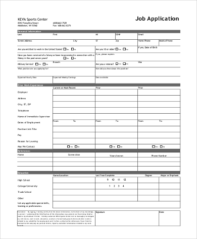free 9 standard job application forms in pdf ms word