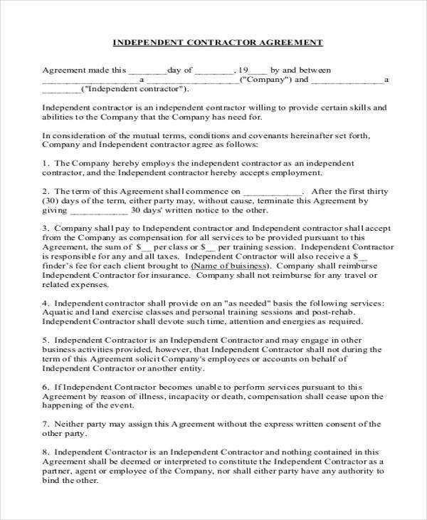 Shopping around for a trustworthy insurance agent means more than looking for one that will sell you a new policy. Free 9 Independent Contractor Agreement Forms In Pdf Ms Word