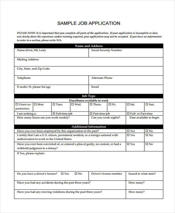 free 36 job application forms in pdf ms word excel