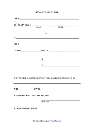free 6 notarized bill of sale forms in pdf