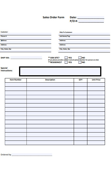 free 50 sales order forms in pdf ms word xls