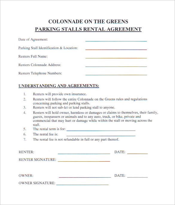 free 11 sample parking lease templates in pdf ms word google docs