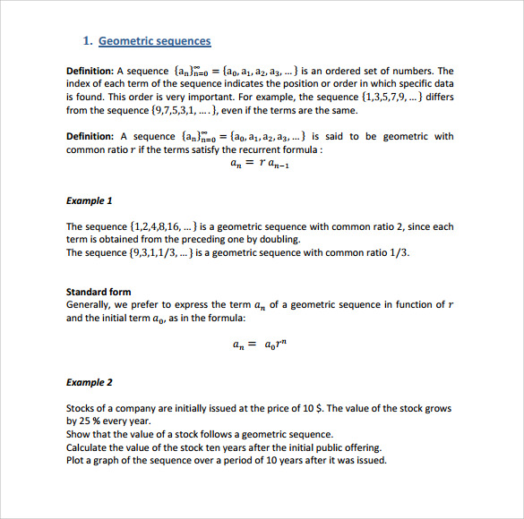 Harder questions with answers on geometric sequences. Sum Of Geometric Sequence