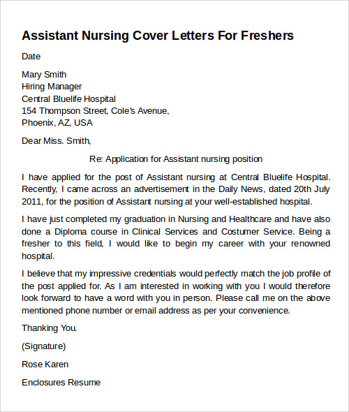 Wow your future employer with this simple cover letter example format. Cover Letter For Nursing Assistant Job November 2021