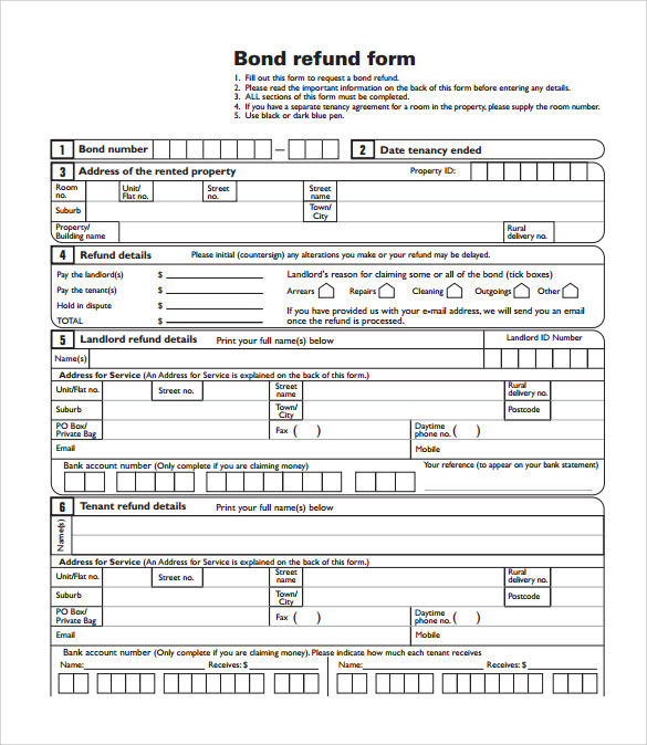 free 12 bond release forms in pdf ms word