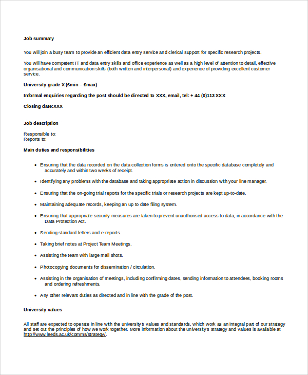 On talking about your achievements instead of just your responsibilities. 33+ Job Description Templates | Sample Templates