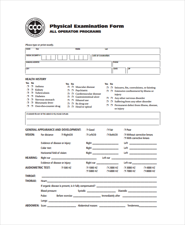 Fill out, securely sign, print or email your history and physical template form instantly with signnow. Free 9 Sample Physical Exam Forms In Pdf