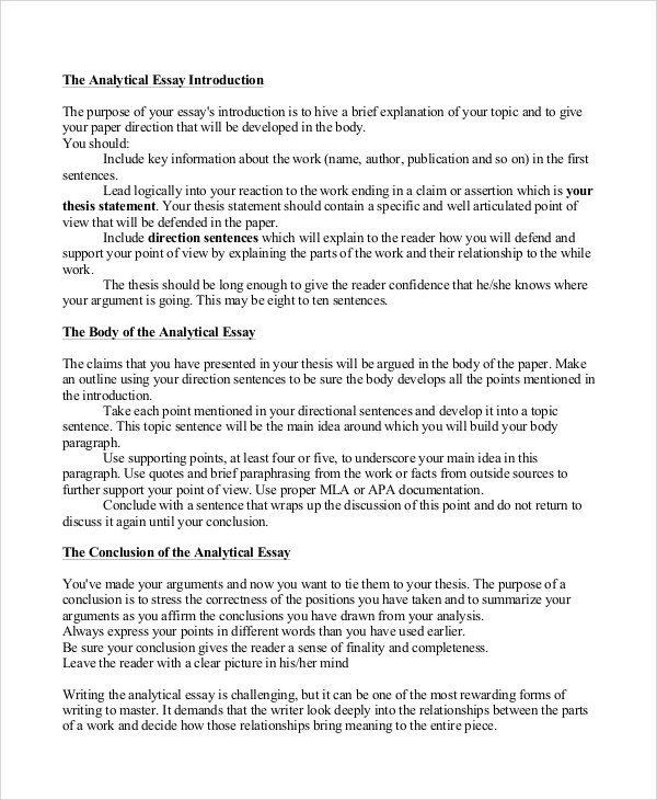 There are dozens of financ. FREE 7+ Analysis Essay Examples in PDF | MS Word