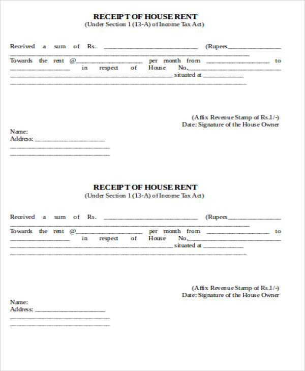 view house rent receipt printable format png ugot