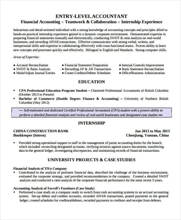 Excellent communicator with both the written and the spoken word . FREE 30+ Accountant Resume Templates in PDF | MS Word