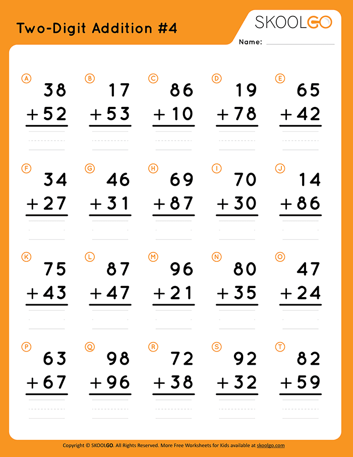 two digit addition 4 worksheet by skoolgocom