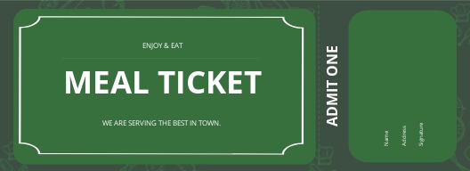meal ticket template free pdf word doc psd