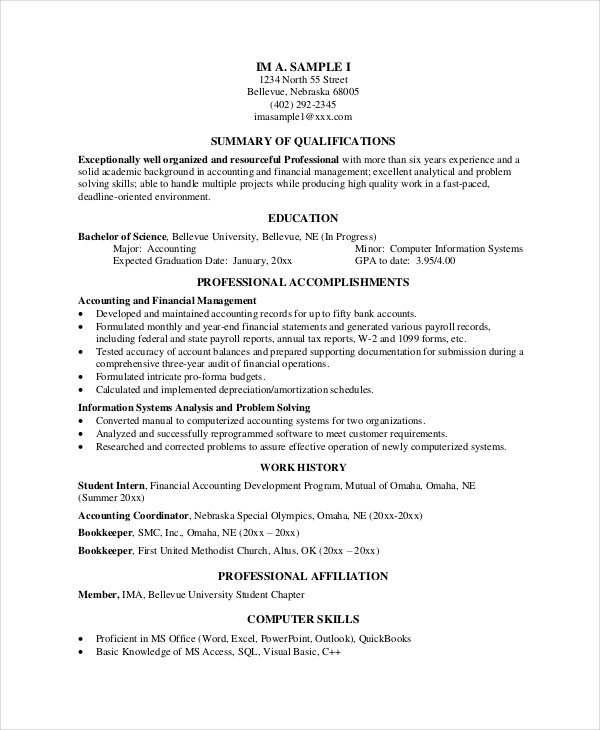 Whereas a professional profile demonstrates … Bookkeeper Resume Template - 5+ Free Word, PDF Documents Download | Free & Premium Templates