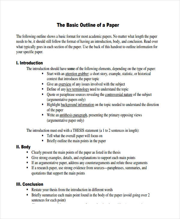 A position paper should include: 10 Paper Outline Templates - Free Sample,Example Format Download | Free & Premium Templates