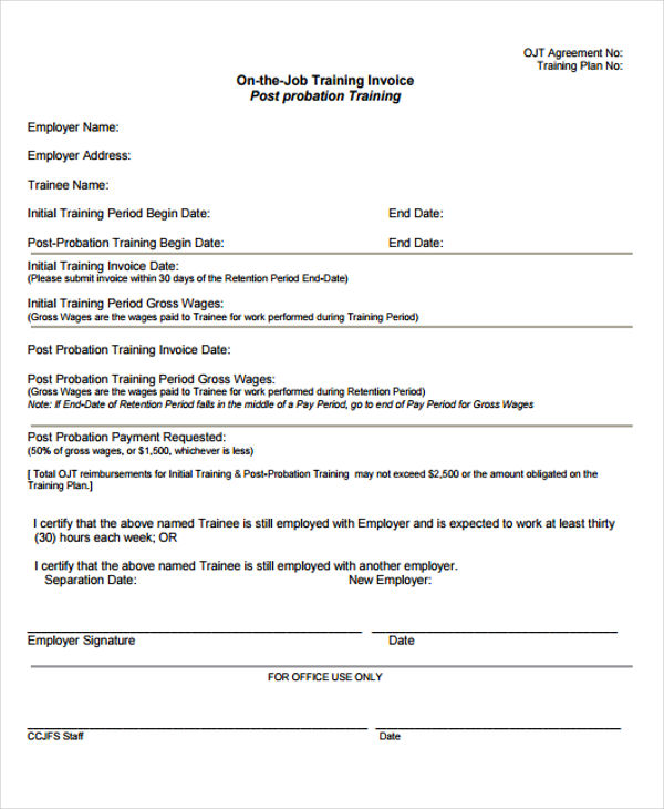 8 training invoice templates word pdf free premium templates