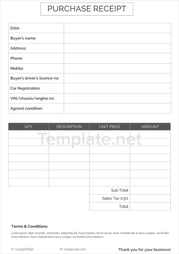 Free 7 Purchase Receipt Templates In Pdf Blank Receipt Template Pdf