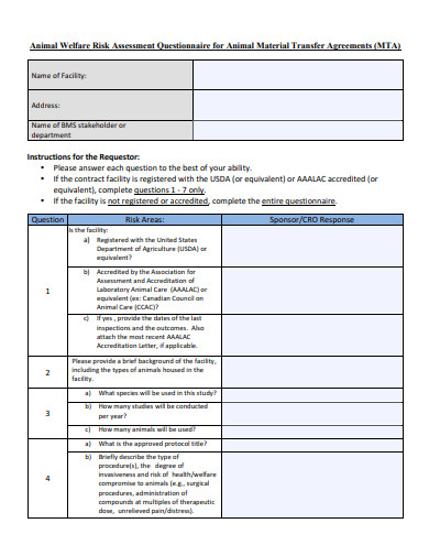 This quiz will cover all sorts of pets! 19 Risk Assessment Questionnaire Templates In Google Docs Ms Word Pages Pdf Free Premium Templates