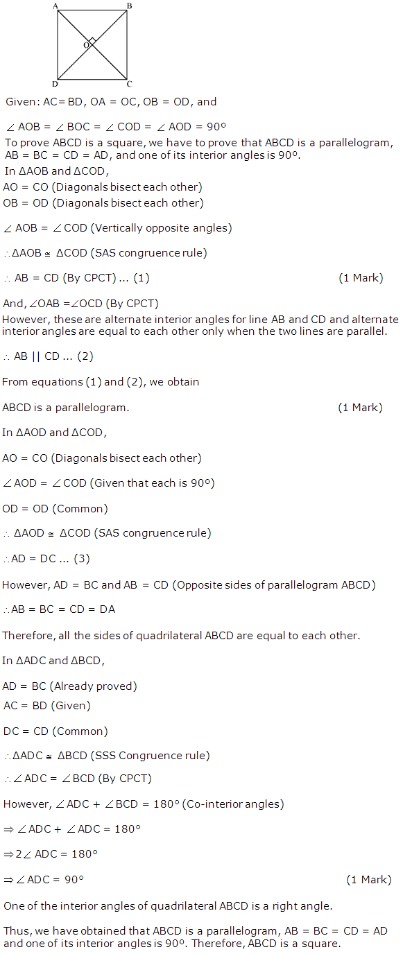 · solution · given that abcd is a square. Show That If The Diagonals Of A Quadrilateral Are Equal And Bisect Each Other At Right Angles Then It Is A Square Mathematics Topperlearning Com Mjgvi93zz