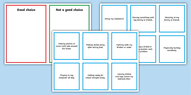 good home choices discussion and sorting cards