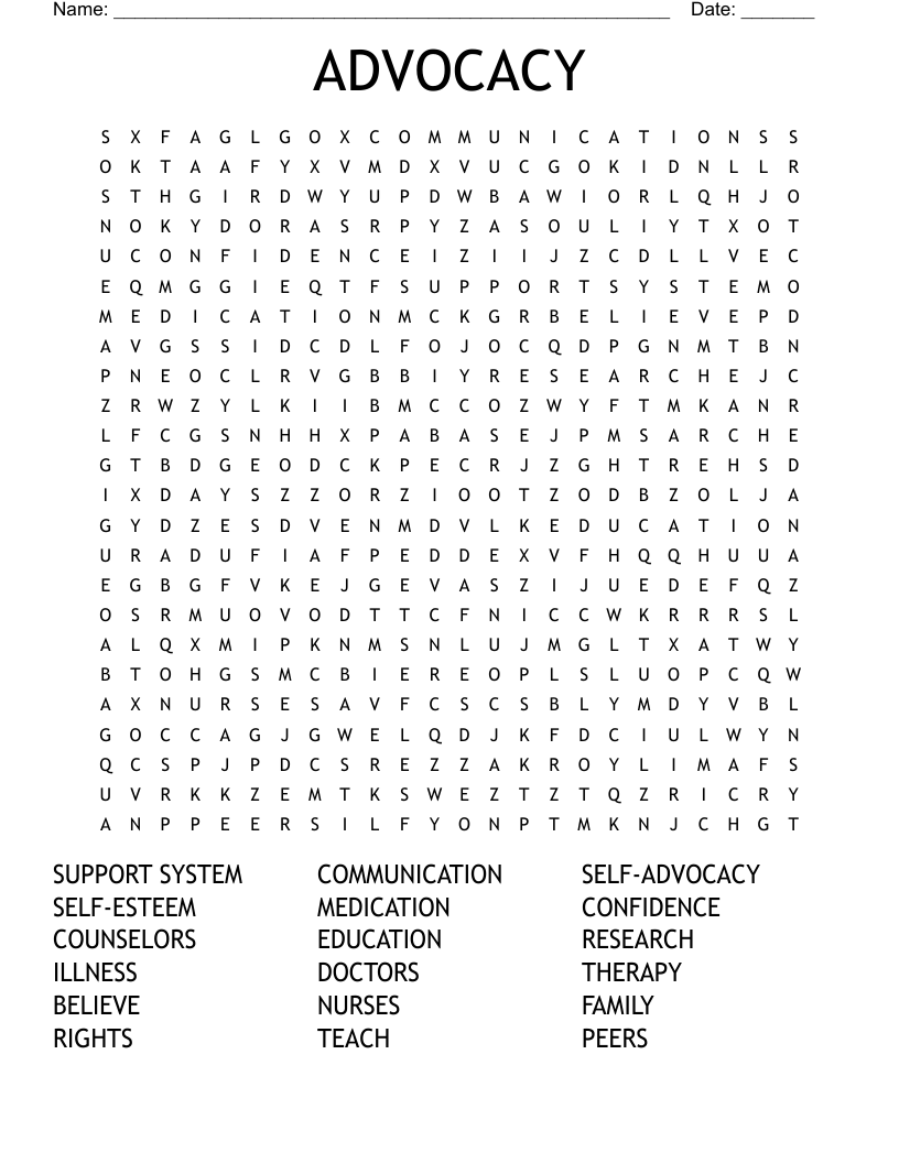 Check out how i teach parts of hearing devices + download my free worksheets! Self Advocacy Word Search Wordmint