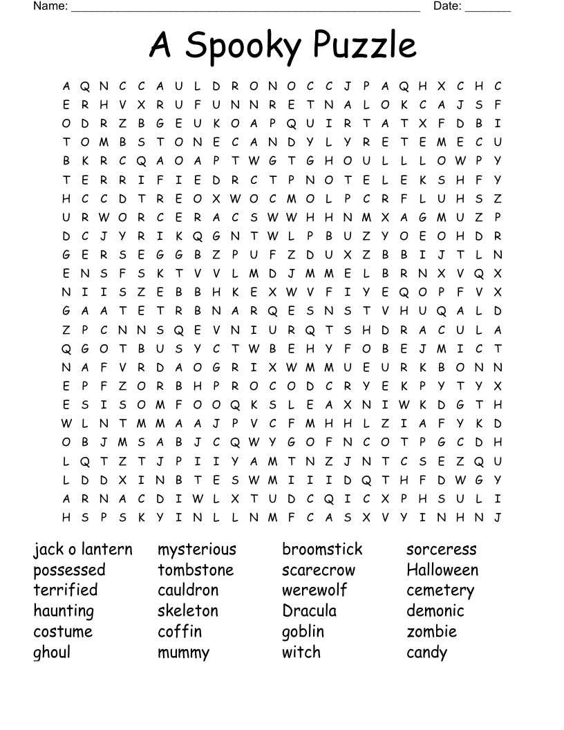 You can select the answer key tab to the right to see where your words actually appear. Halloween Word Search Wordmint